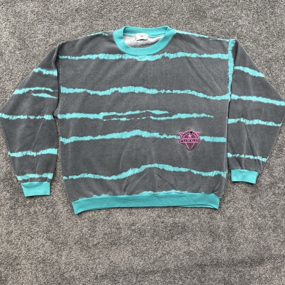 VTG Mens Xl Expressions crewneck Sweatshirt Pacific Crew Trademark 50/50 Striped